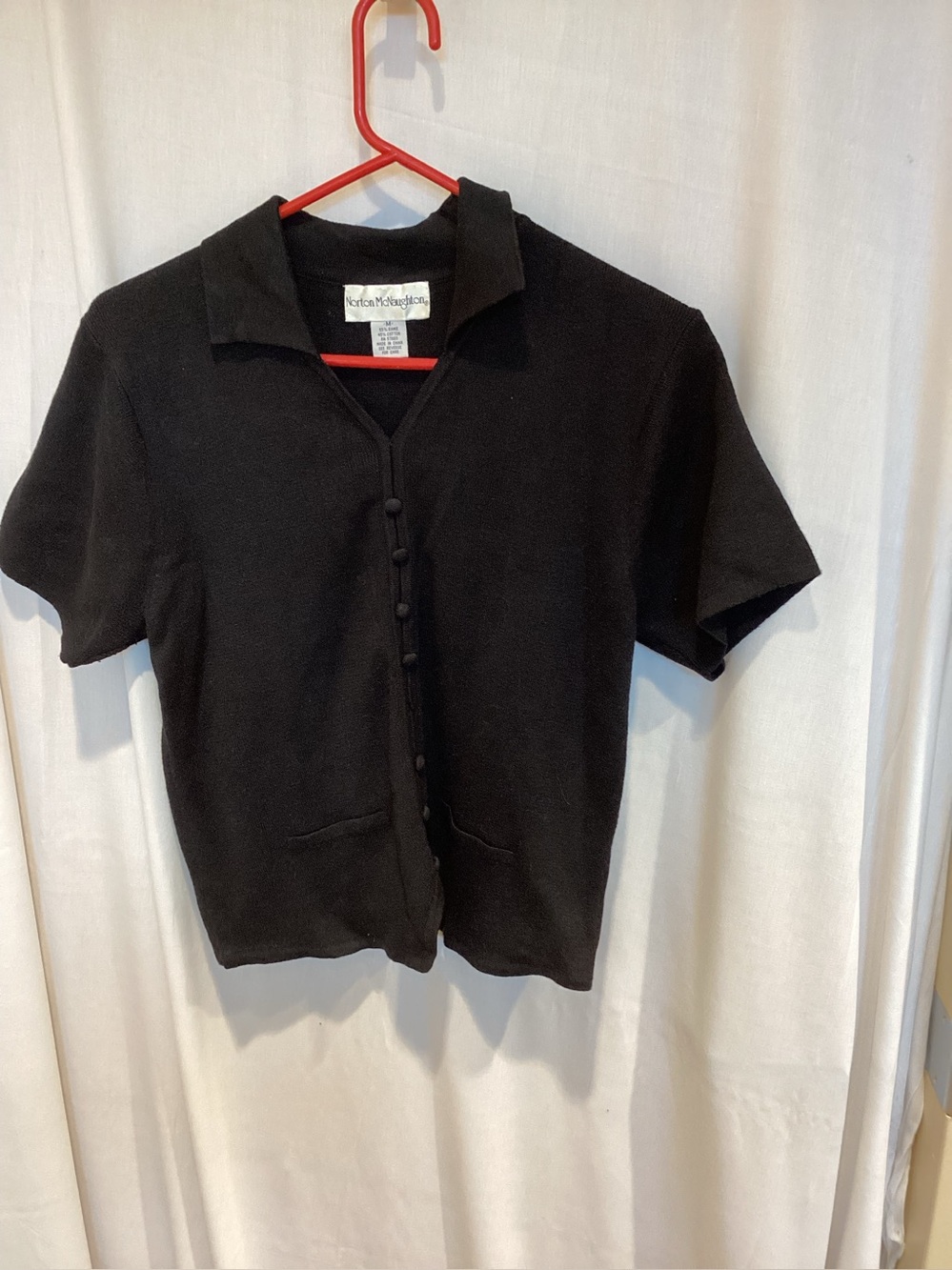 Norton McNaughton Black Short-Sleeve Button Front Shirt